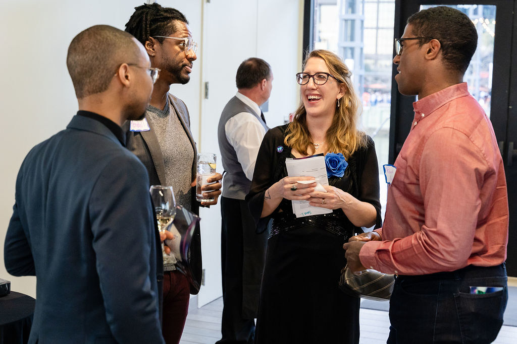 Free Press Foundation Relations Director Sara Longsmith (center) at Free Press' 20th-anniversary party