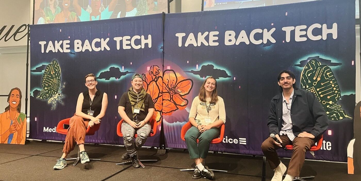 Free Press Policy Counsel Jenna Ruddock (left) at the Take Back Tech conference